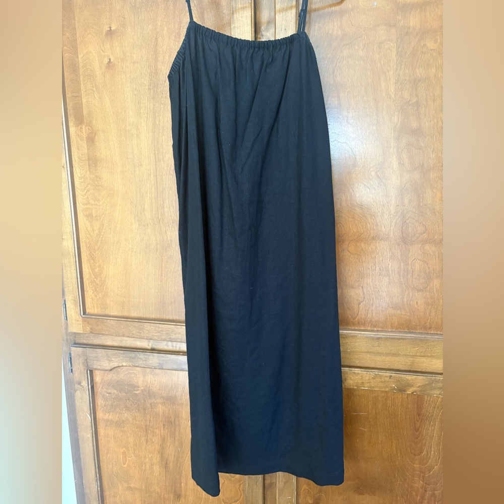 Black Linen Shift Dress